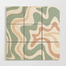 Liquid Swirl Abstract Pattern in Celadon Sage Wood Wall Art