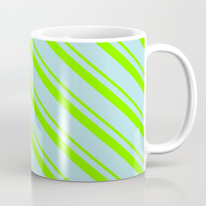 Chartreuse & Powder Blue Colored Lined Pattern Coffee Mug