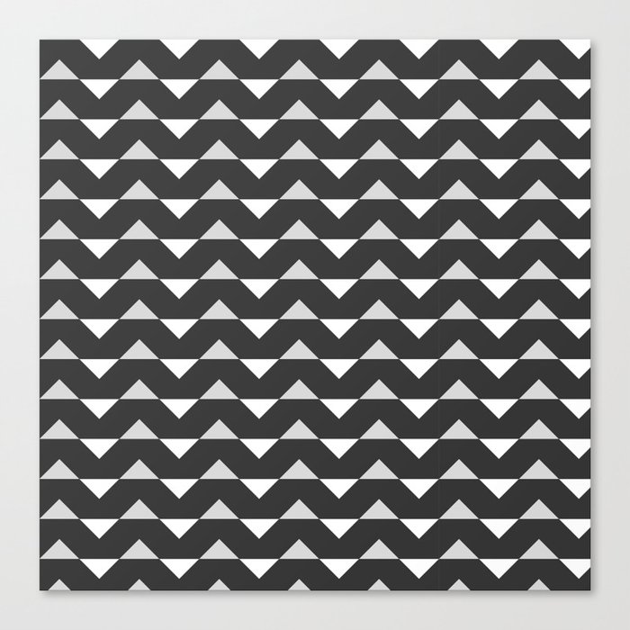 Charcoal Black And Grey Chevron Zigzag Pattern Geometric Abstract Canvas Print