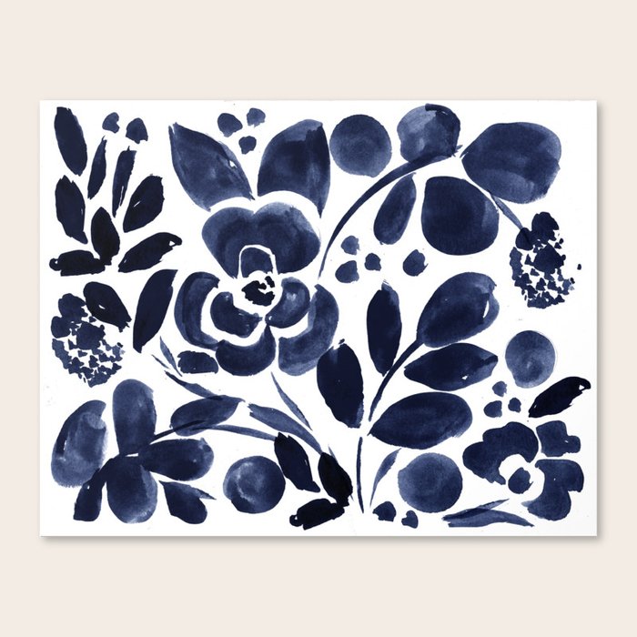 Navy Floral Canvas Print by Crystal W Design Society6