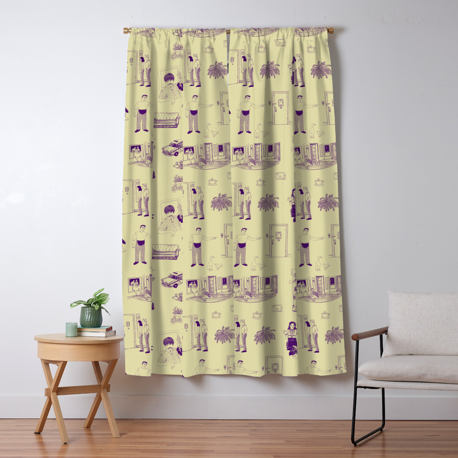 Sitcom Toile Green And Purple Blackout Curtain By Julieprescesky