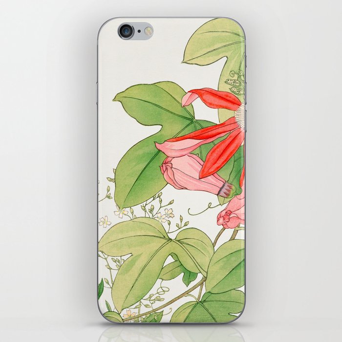 Passion flower woodblock painting iPhone Skin