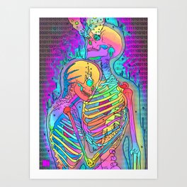 Skeleton Love 2 Art Print