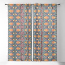 Whiskers and Diamonds Orange Sheer Curtain