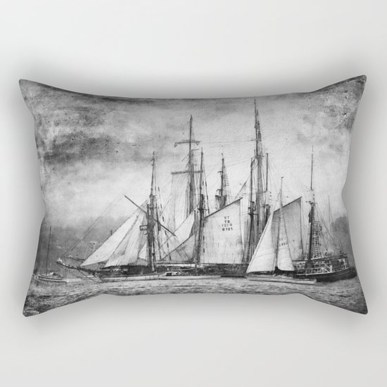 black and white ship Rectangular Pillow