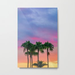 Miami beach landscape with rainbow pride colourful sky Metal Print
