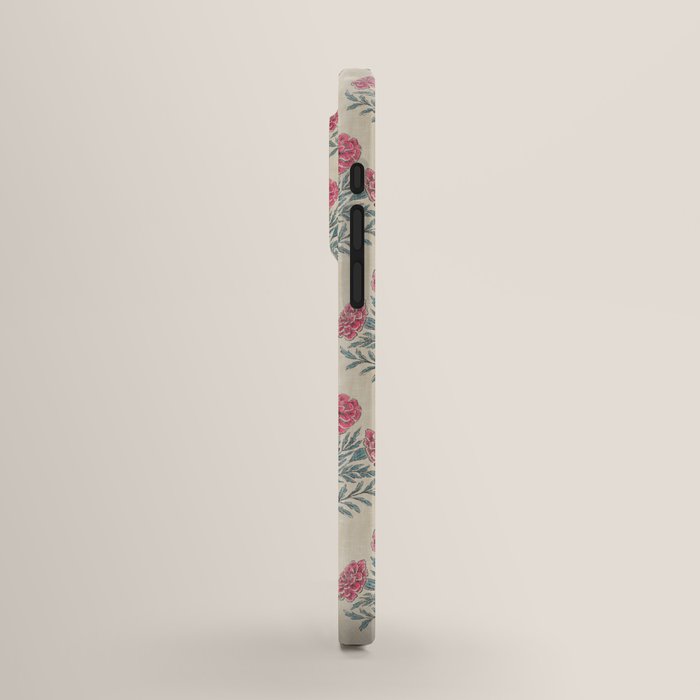 Marigold - pink and teal on linen
