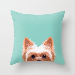 Yorkshire Terrier dog portrait pink cute art gifts for yorkie dog breed lovers Throw Pillow