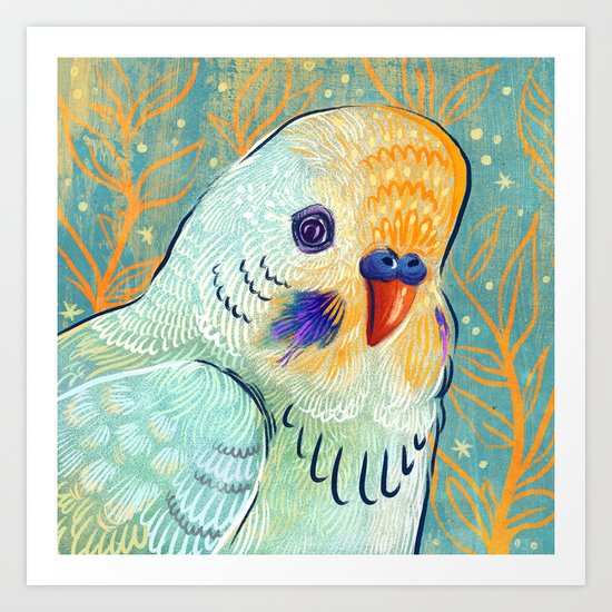 Minty Parakeet Art Print