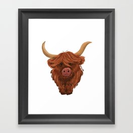 highland cow painting  Framed Art Print