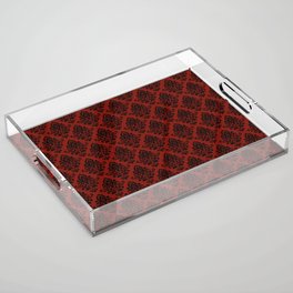 Black damask pattern Red Acrylic Tray