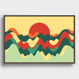 Vibrant Waves Harmoniously Cascading Abstract Nature Art In Warm Natural African Color Palette Framed Canvas