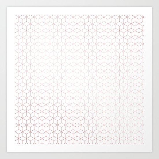 Simply Cubes in Rose Gold Sunset Art Print