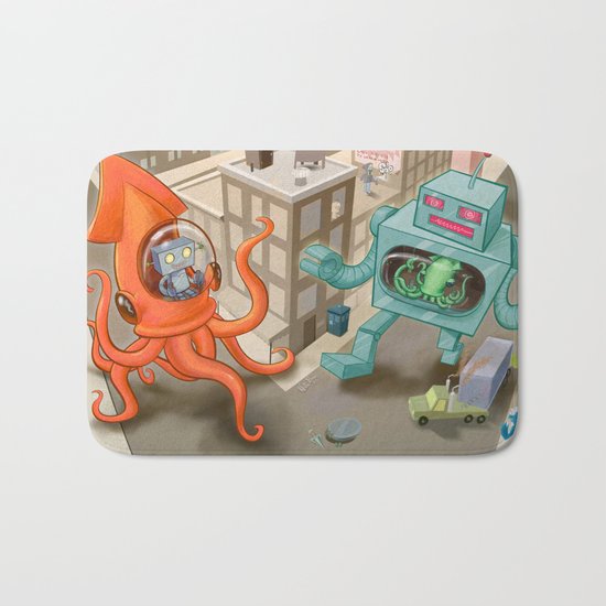 Squid vs Robot Bath Mat