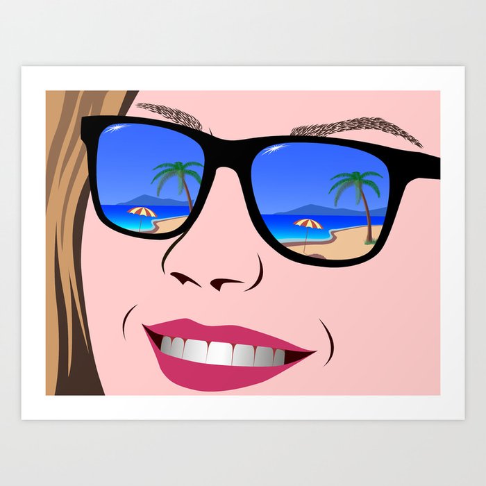 The girl with the sunglasses Art Print
