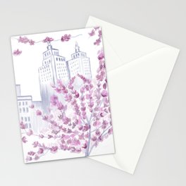 Cherry Blossom Tree Spring in New York City NYC Gathering of Lines Stationery Cards