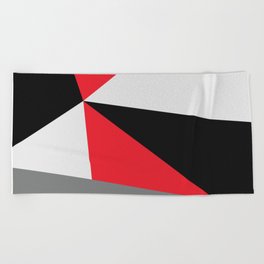 Rays, Minimal Abstract Triangle Red and Black Beach Towel