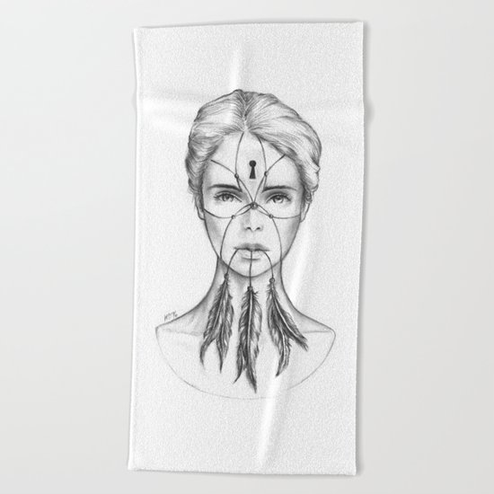 Dreamkeeper (B/W) Beach Towel