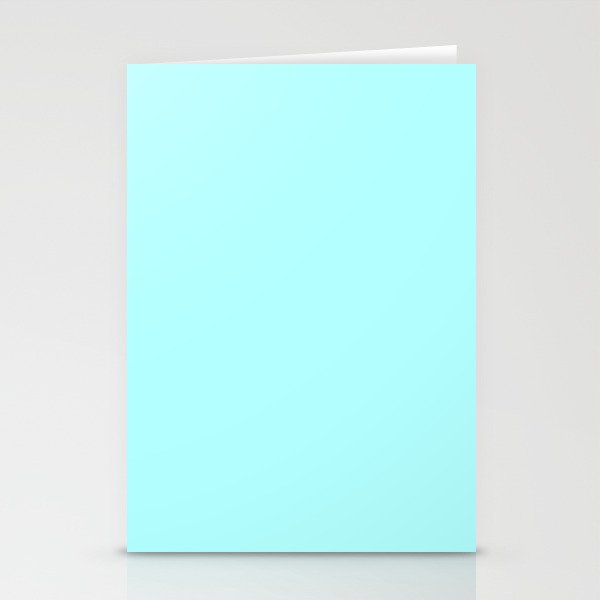 Italian Sky Blue Solid Color Popular Hues Patternless Shades of Cyan Collection Hex #b2ffff Stationery Cards