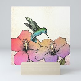 Hummingbird and Hibiscus Mini Art Print