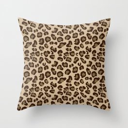 Leopard-Beige+Brown Throw Pillow
