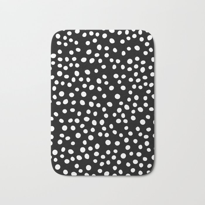 Black and white doodle dots Bath Mat