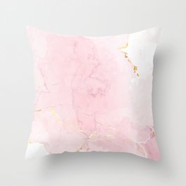 Preppy Pink Marble (x 2021) Throw Pillow
