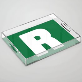 R (White & Olive Letter) Acrylic Tray