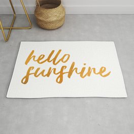 Hello Sunshine - Gold and white background Area & Throw Rug