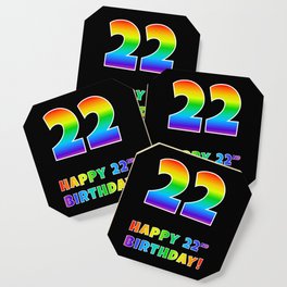 [ Thumbnail: HAPPY 22ND BIRTHDAY - Multicolored Rainbow Spectrum Gradient Coaster ]