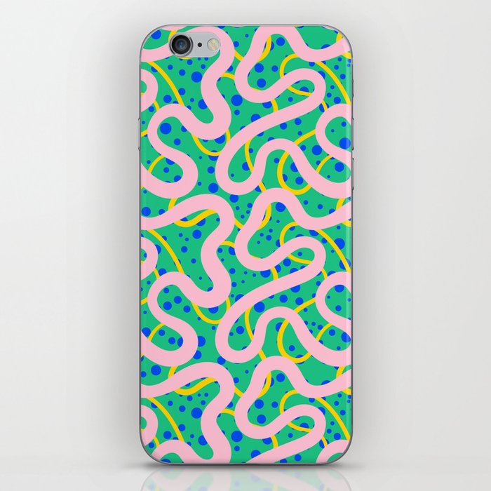 Abstract colorful neon print pattern illustration in retro 80s style iPhone Skin