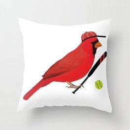 Softball Cardinal Throw Pillow
