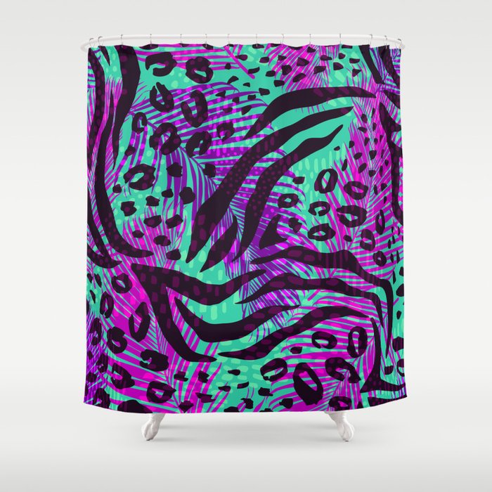 purple teal floral animal print Shower Curtain by pattern-space-love ...