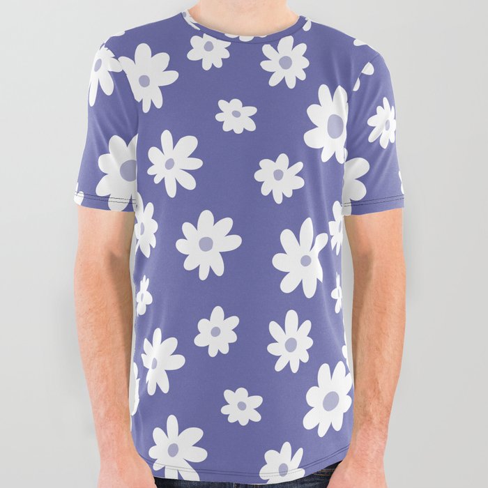 Daisy Pattern (very peri/periwinkle/white) All Over Graphic Tee