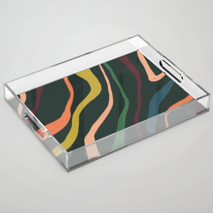 Bold colorful stripes on dark Acrylic Tray