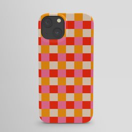 Gingham Abstract Retro 70s Checkered Pattern iPhone Case