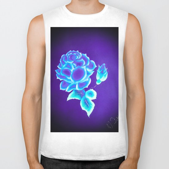 Blue Rose Biker Tank