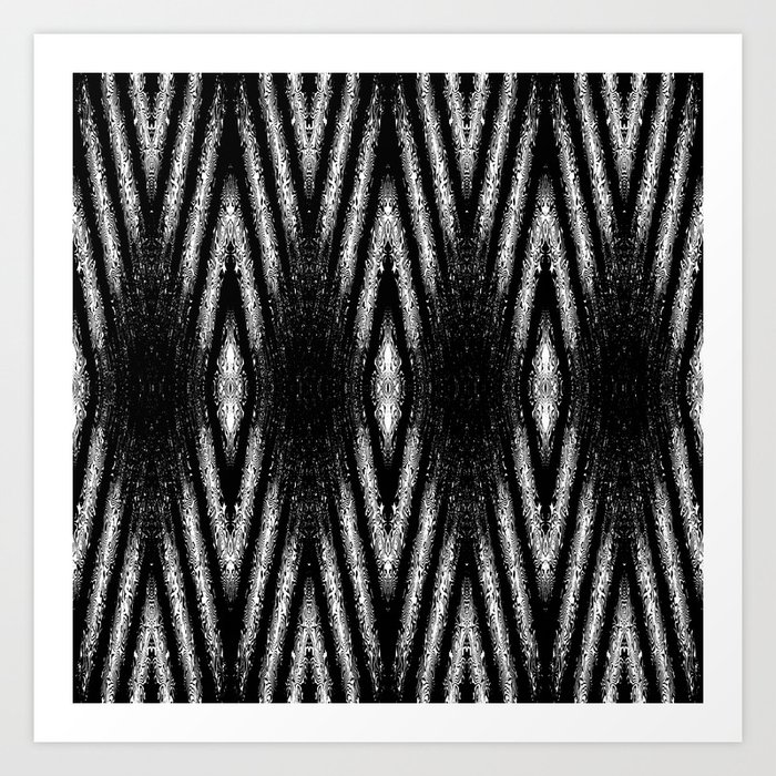 Black and White Shimmery Diamond  Pattern Art Print