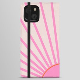 Le Soleil | 01 - Retro Sun Print Pink Aesthetic Preppy Decor Modern Abstract Sunshine iPhone Wallet Case