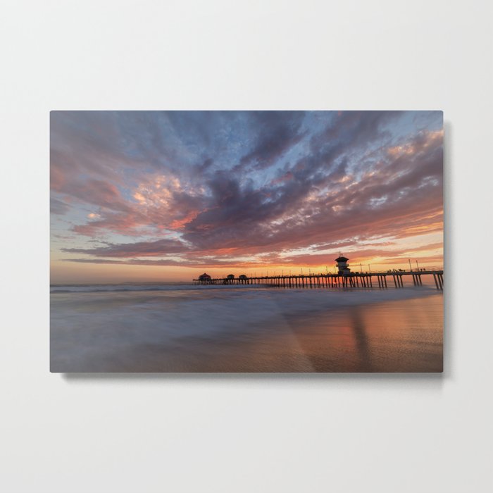 Summer Sunset - Huntington Beach Pier Metal Print