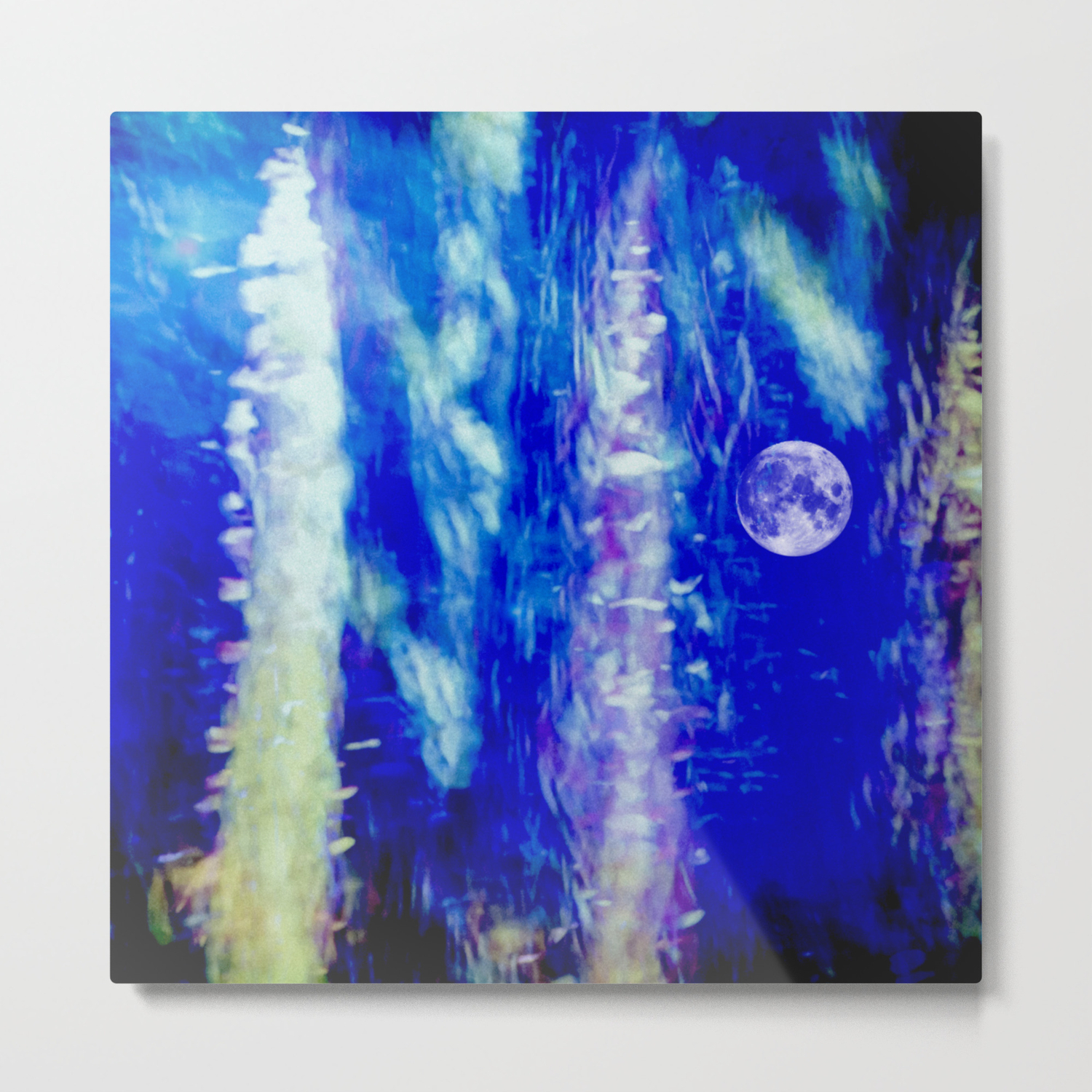 Winter Moon Abstract Digital Painting Metal Print By Katerina Ez