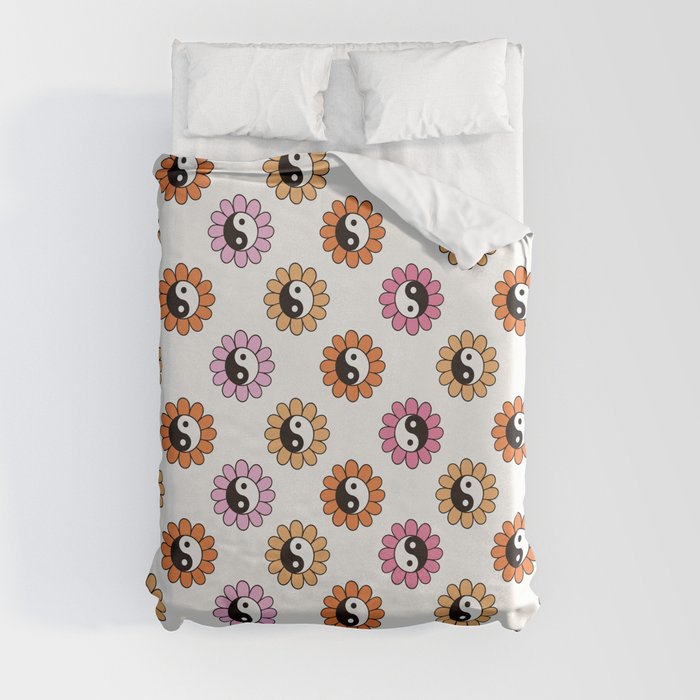 Yin Yang Boho Floral Duvet Cover