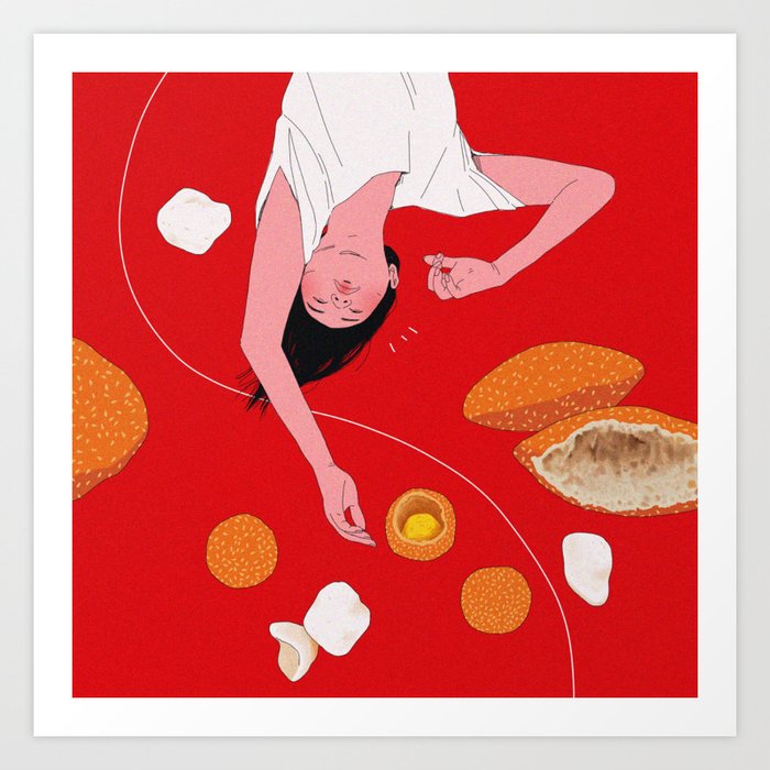 Asian Nostalgia Snacks - Fried (Banh Tieu, Banh Cam, Banh Phong Tom) Art Print