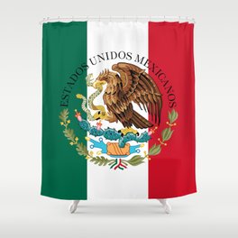 Mexico flag & Coat of Arms augmented scale Shower Curtain