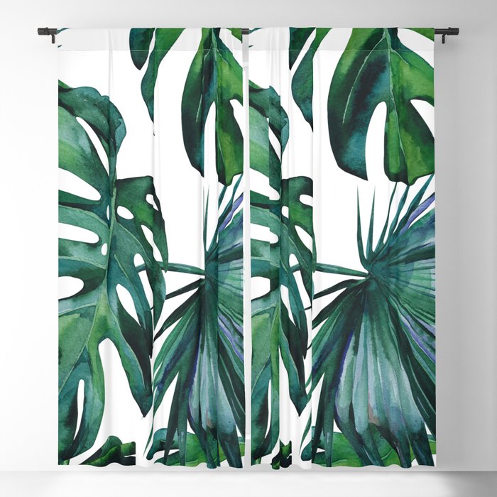 Tropical Palm Leaves Classic II Blackout Curtain by Simple Luxe by ...