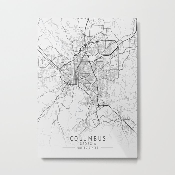 Columbus - Georgia - US Gray Map Art Metal Print