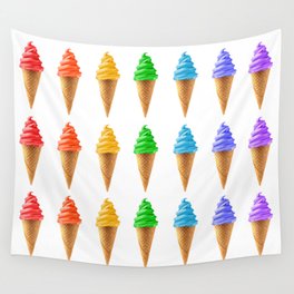Rainbow Soft Serve Ice Cream Cones Wall Tapestry
