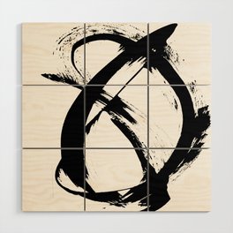 Brushstroke 7: a minimal, abstract, black and white piece Wood Wall Art