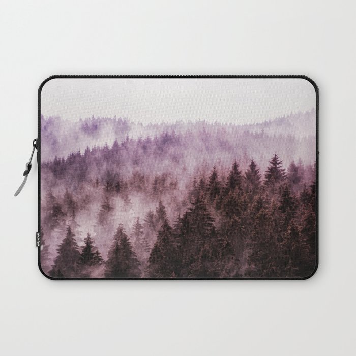 Why Don't We Disappear // A Fuchsia Raspberry Fairytale Forest With Trees Covered In Magic Fog  Laptop Sleeve