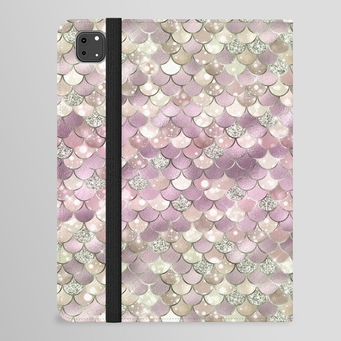 Pink Mermaid Pattern Metallic Glitter iPad Folio Case